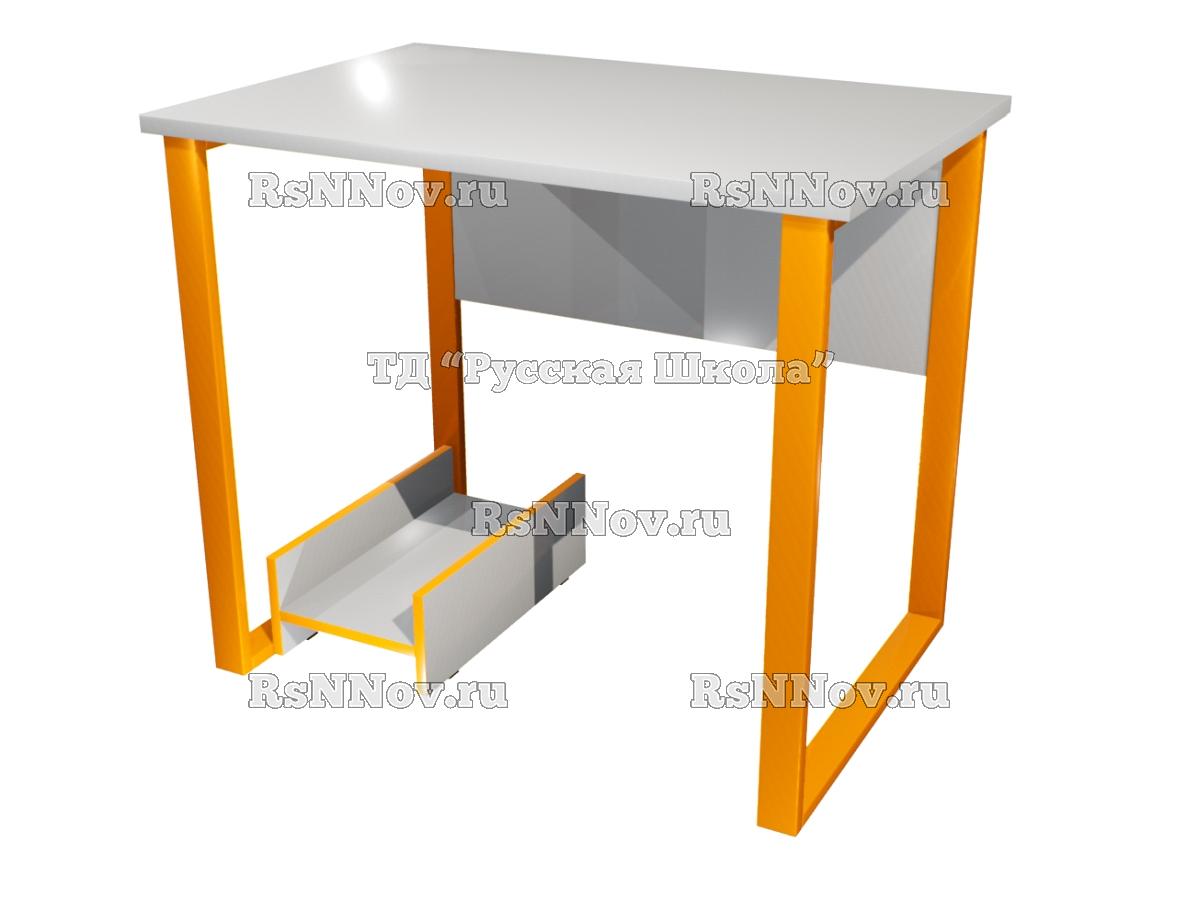 Стол компьютерный ЛОФТ на металлокаркасе с подставкой (ст. Серая, кр. Оранжевая, мк. Оранжевый)
