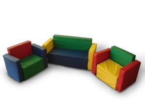 Игровая мебель разборная - Уют (диван 1х0,4хh0,5м 2кресла 0,45х0,4хh0,5м)