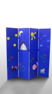 Ширма для детей 4 секции (полотно иск.кожа, каркас дерево) ширина секции 40см,высота 170см,толщина 2