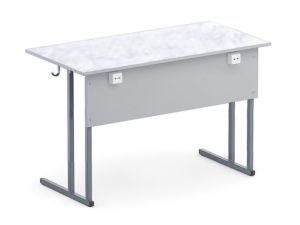 Стол лабораторный с 2 розетками, прямоугольная труба, пластиковая столешница (ст. Серая, мк. Серый)