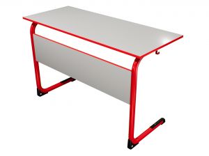 Стол ученический ЭЛЛИПС 2-мест нерегулируемый на плоскоовальной трубе (гр 6, ст. Серый, кр. Красная, мк. Красный)