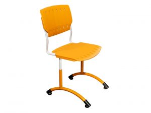 Стул ДЖЕТ регулируемый на круглой трубе (гр. 4-6, пластик Сигма), ц. Оранжевый, мк. Белый/Оранжевый