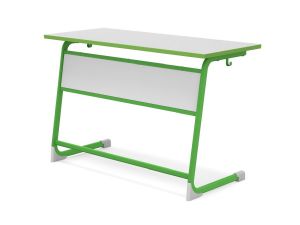 Стол ученический ЭЛЛИПС нерегулируемый цельносварной 2-местный «Точка роста» (гр. 6, мк. Жёлто-зелёный, ст. Серая)