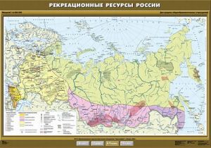 Учебн. карта "Рекреационные ресурсы России" 100х140