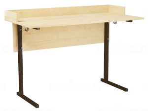 Стол ученический химии и биологии, с бортом, прямоугольная труба, пластиковая столешница (ст. Клён, мк. Коричневый)